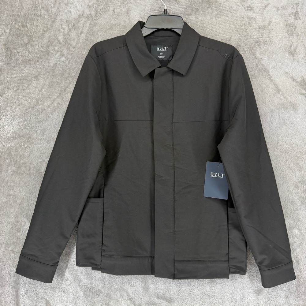 BYLT Jacket Mens S District Black Hidden Button Down NEW